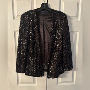 French Connection Black Sequin Open Blazer